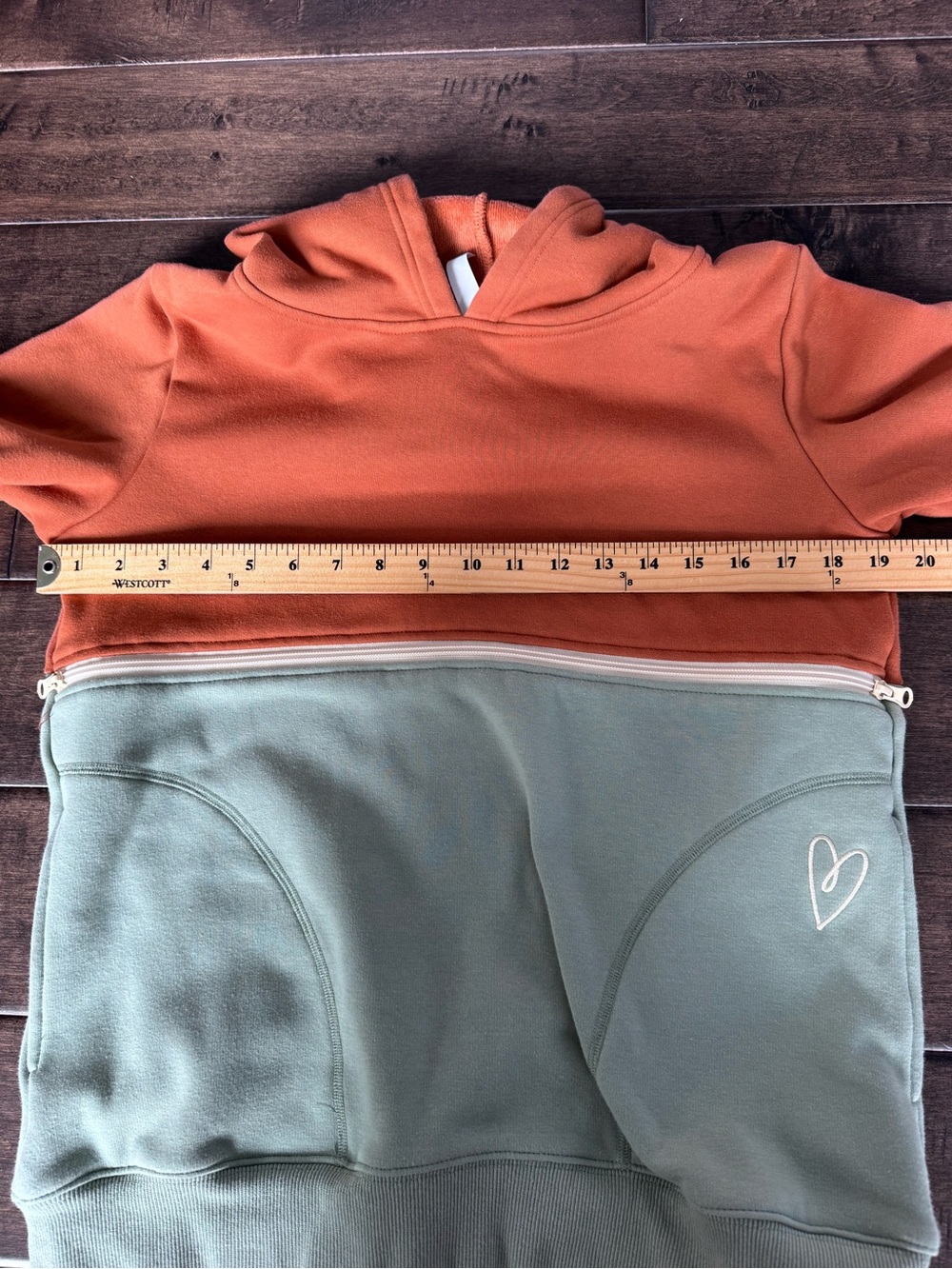 Latched Mama Trailblazer Nursing Hoodie Size S Colorblock Rust Sage - Picture 10 of 11